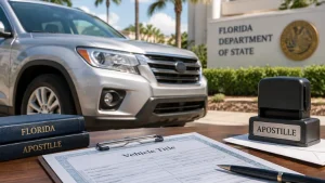 Florida vehicle title apostille process for international document authentication