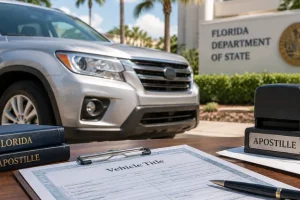 Florida vehicle title apostille process for international document authentication