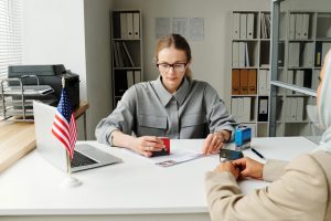 Woman Getting Visa Denial At Office